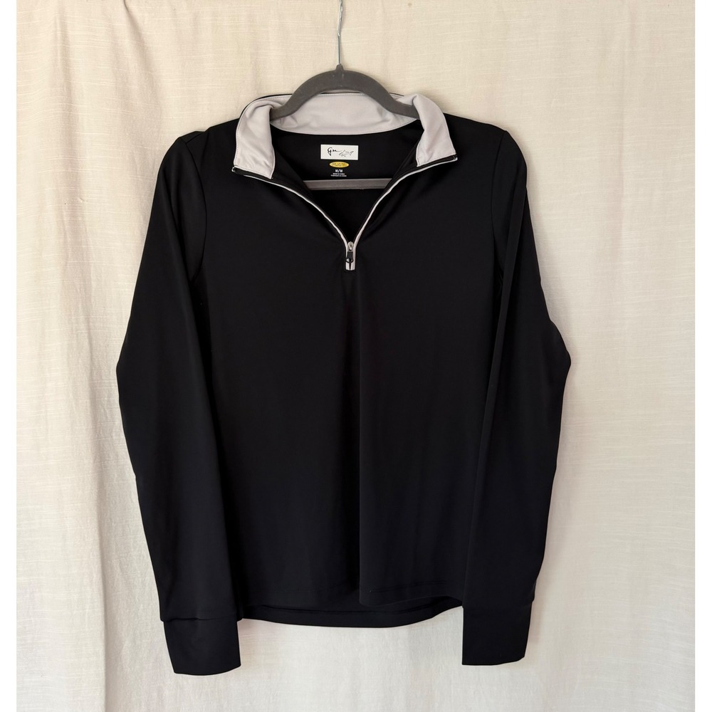 Greg Norman Play Dry Quarter Zip Pullover Black Grey Golf Athletic Top Mens M
